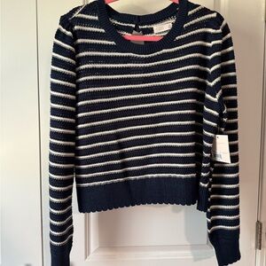 LC Lauren Conrad Navy and Cream Striped Sweater
